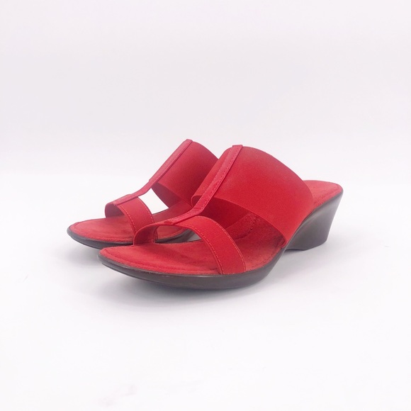 Made in Italy Shoes - Red Italian Elastic Wedge Sandals Suede Lined